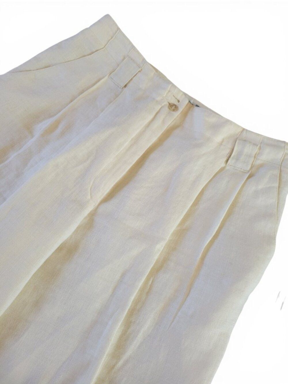 Liz Claiborne Petites Vintage Pleated Linen Trousers Cream Quiet Luxury Size 12P